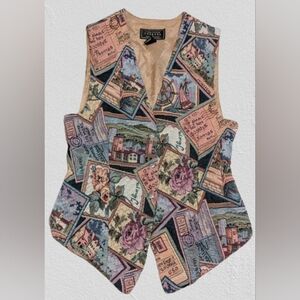 Vintage Cottagecore 90s Express Multicolor Cotton-Blend Vest Size Medium